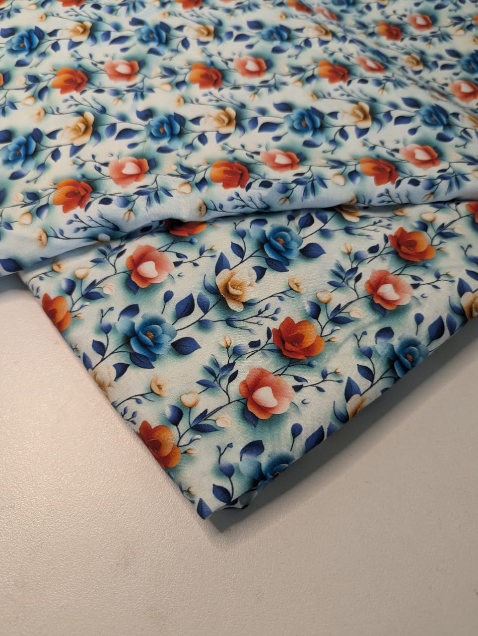 5D Linen Two Piece all over Unstitched Dress - Sunset Crochet Vines - linen-5d-008