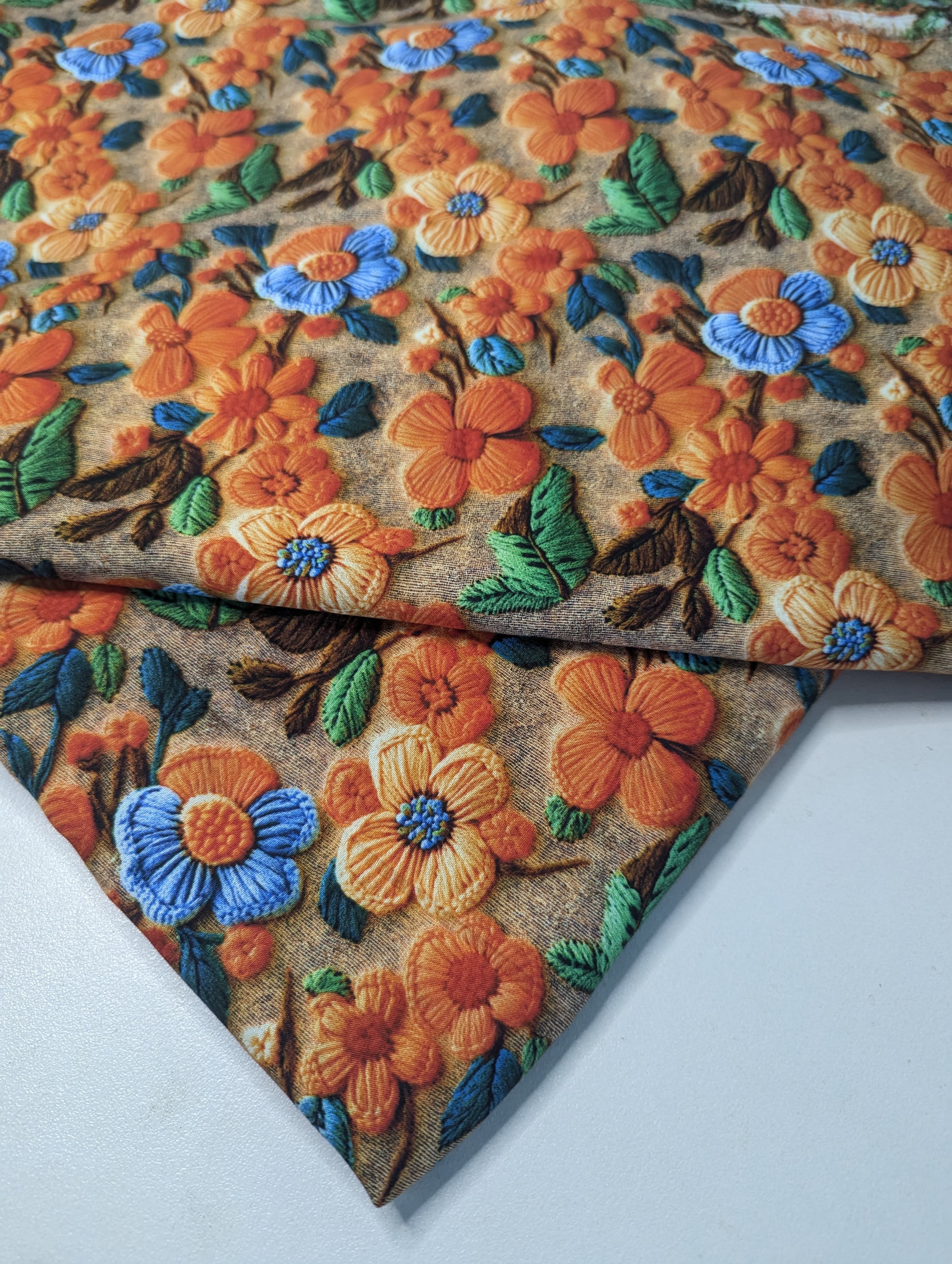 5D Linen Two Piece all over Unstitched Dress - Pastel Ripple Garden-linen-5d-027