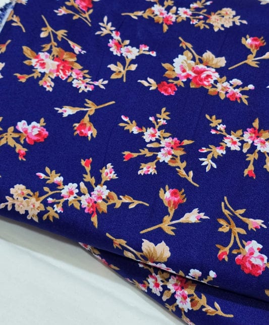 Floral fabric pattern on a blue background
