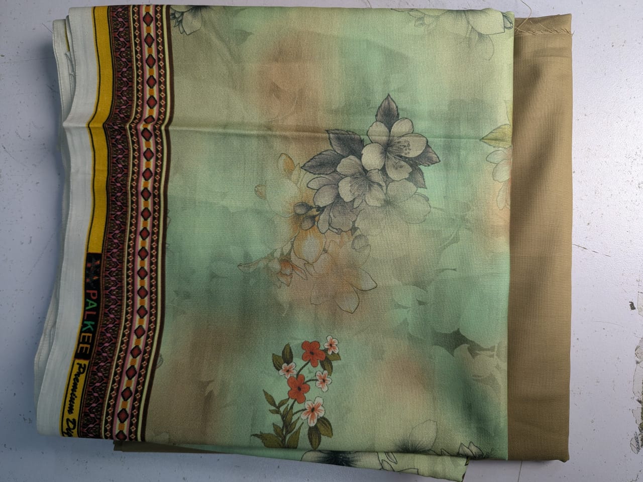 Linen (Turquoise Blue) Print 2p suit - pc-6317