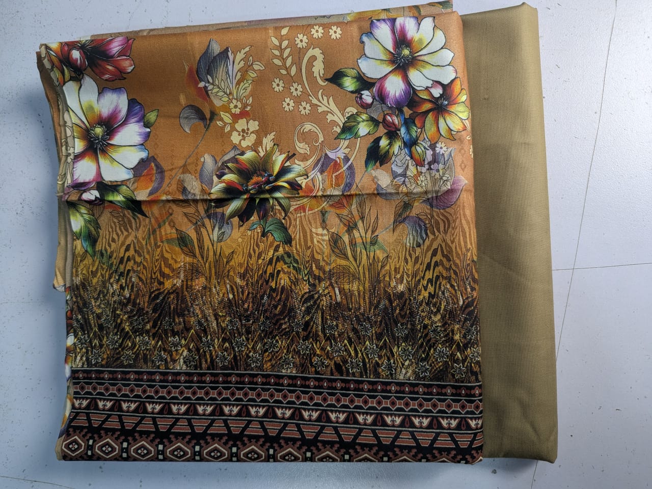 Linen (Turquoise Blue) Print 2p suit - pc-6325