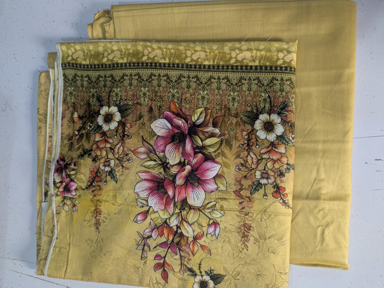 Linen Soft Teal Blue. Print 2p suit - pc-6112