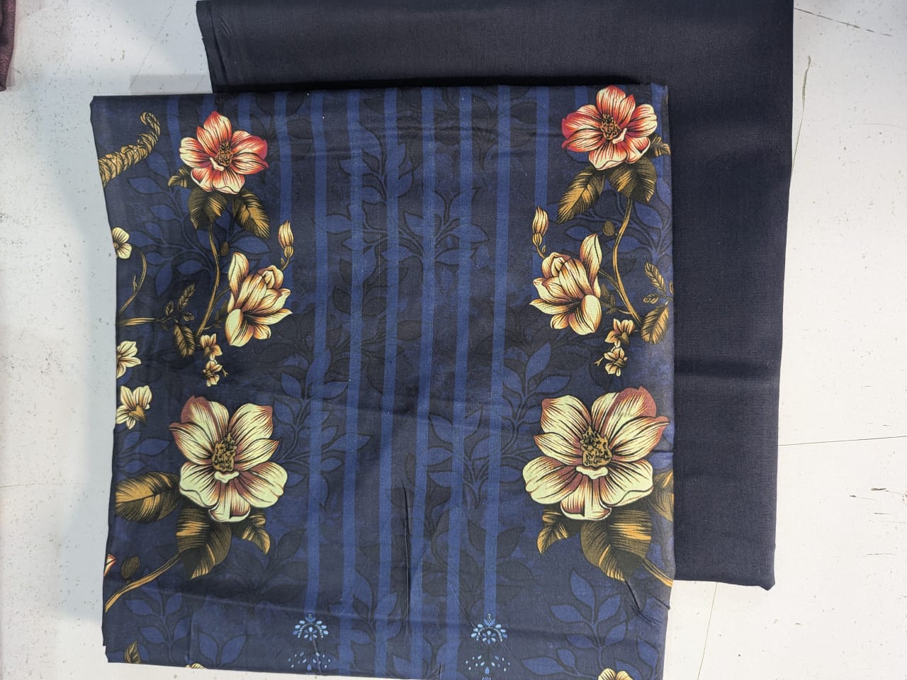 Linen Soft Teal Blue. Print 2p suit - pc-6113