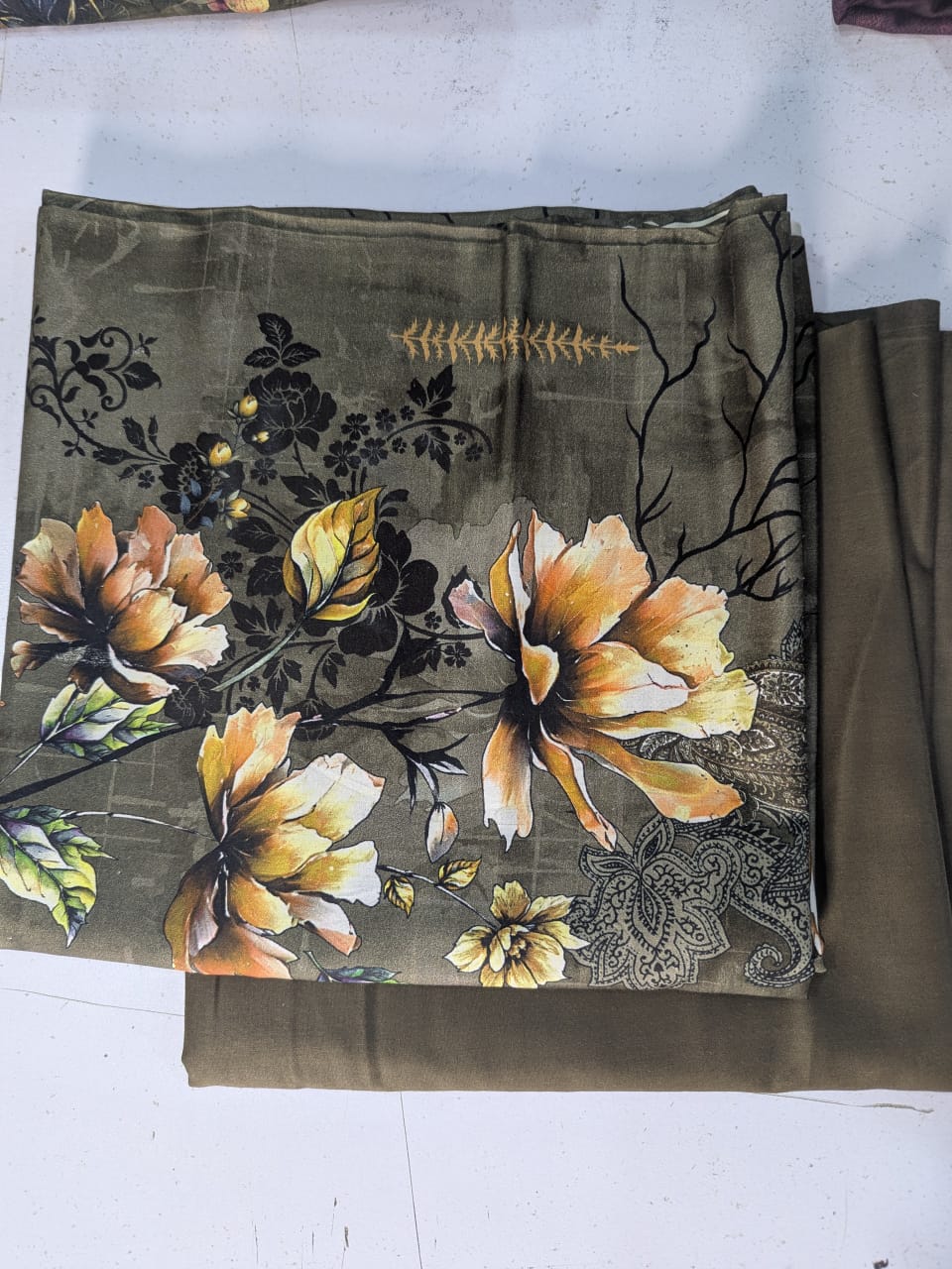 Linen Soft Teal Blue. Print 2p suit - pc-6115