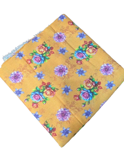 Karandi Mustard Yellow with Multicolor Floral Print 2p suit - pc-5104