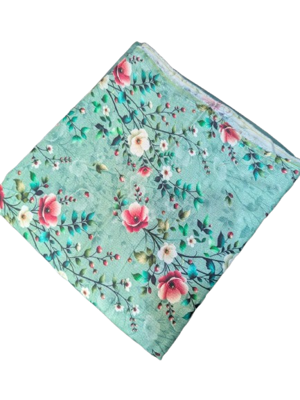 Floral patterned fabric on a white background