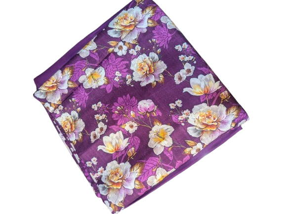 Linen Royal Plum Floral Print 2p suit - pc-6101