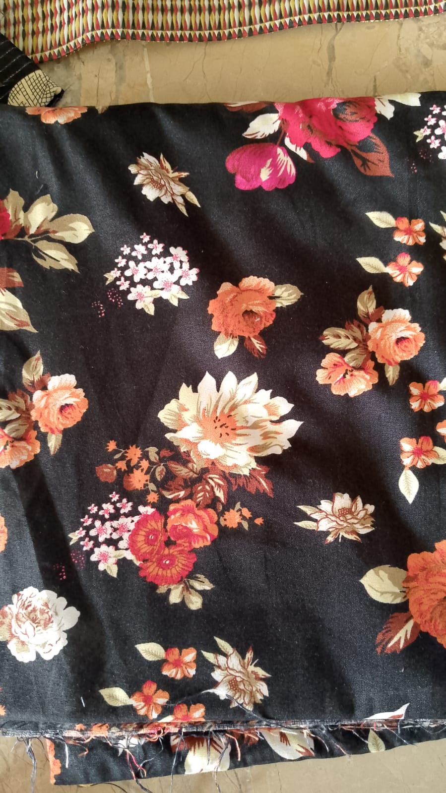 Black Floral Fabric - Elegant Rose Print