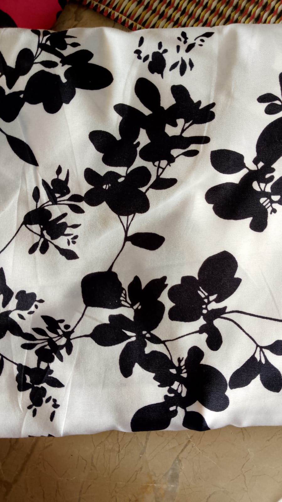 White Black Floral Fabric - Classic Silhouette Print