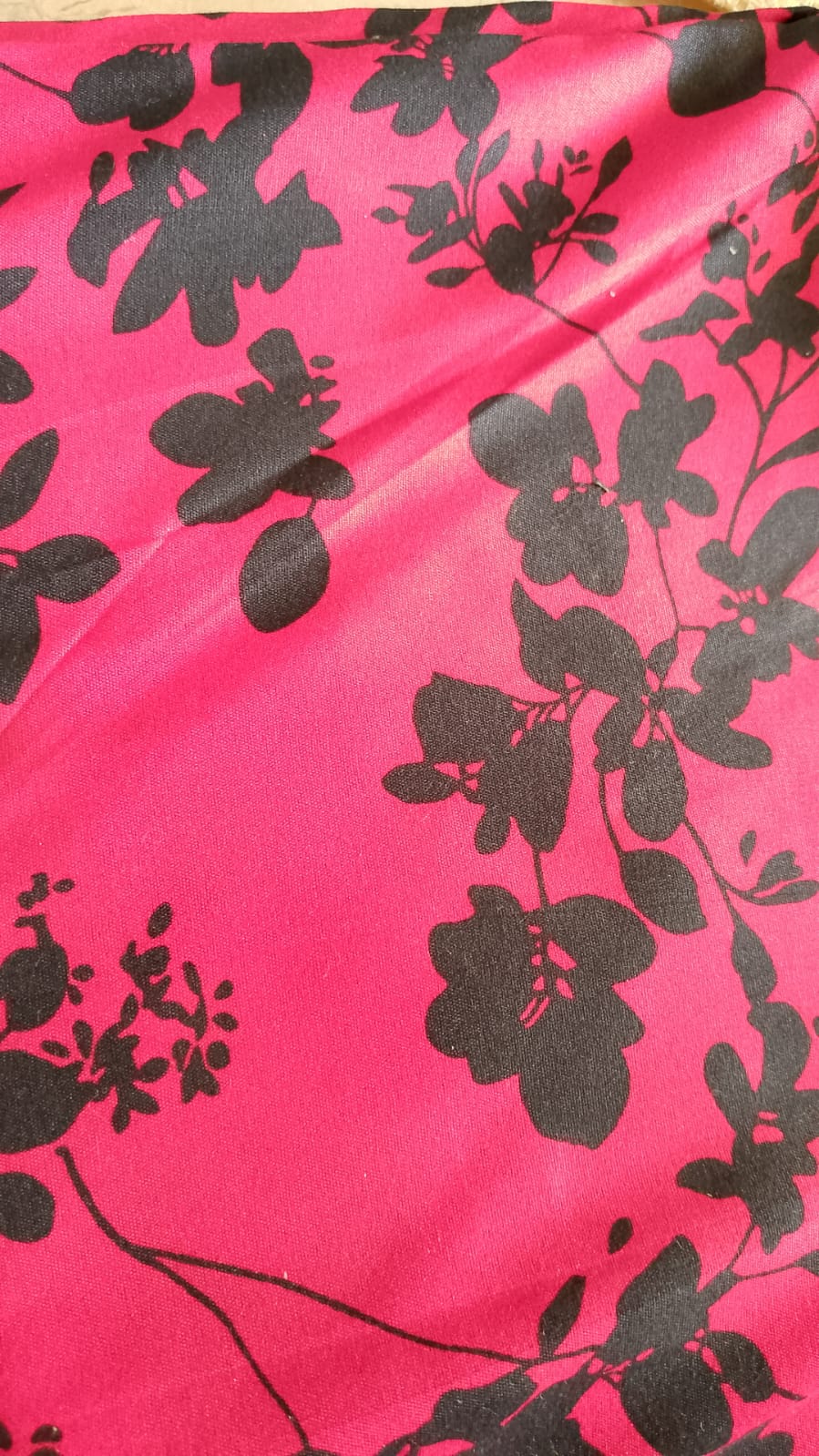 Hot Pink Black Floral Fabric - Bold Silhouette Print