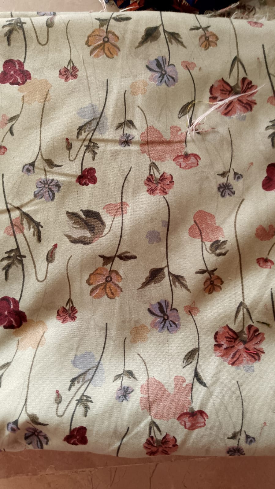 Cream Vine Floral Fabric - Delicate Garden Print