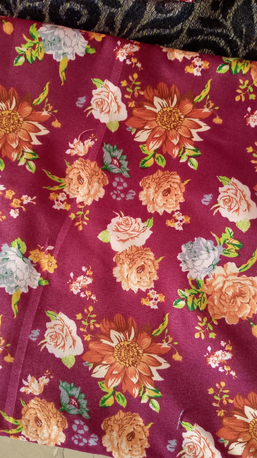 Burgundy Floral Fabric - Rich Garden Bloom Print