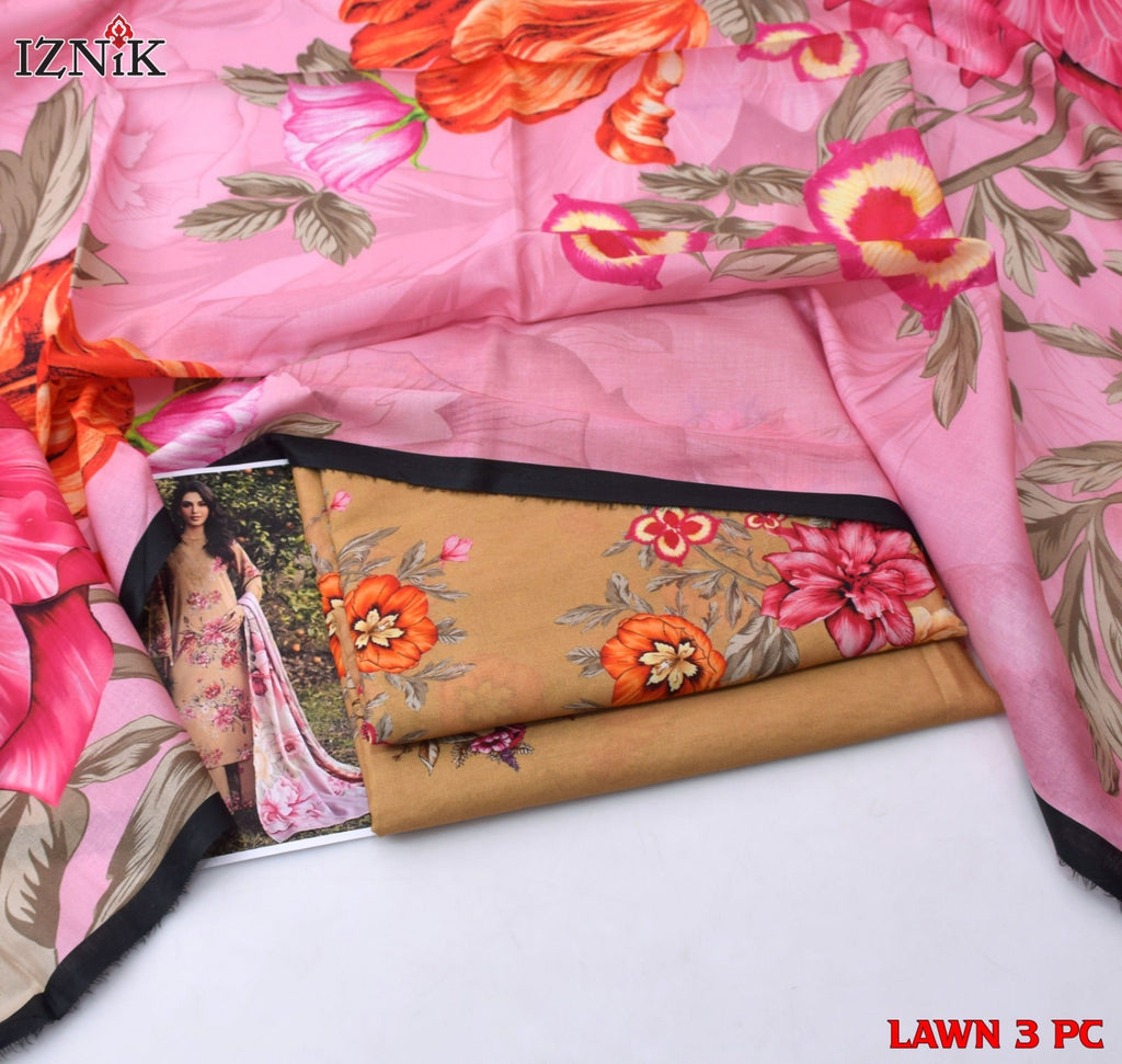 Lawn 3p Suit Allover Shirt Trouser with digital voil lawn dupatta 9519