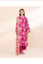 Lawn 3p Suit Fine Quality Allover Shirt Dyed Trouser with digital voil lawn dupatta 9513