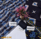 Lawn 3p Suit Fine Quality Allover Shirt Dyed Trouser with digital voil lawn dupatta 9511