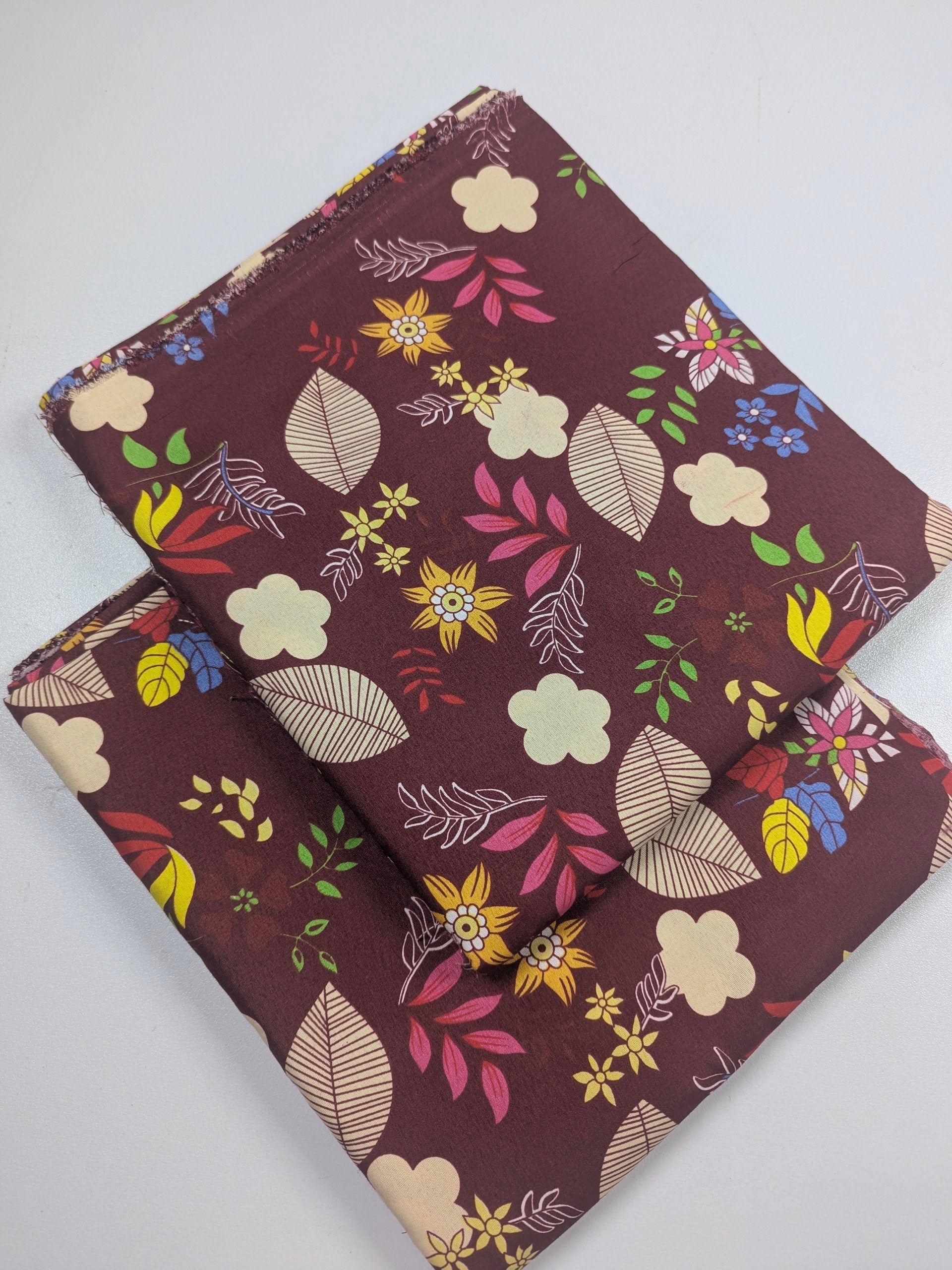 Floral-patterned fabric on a white background