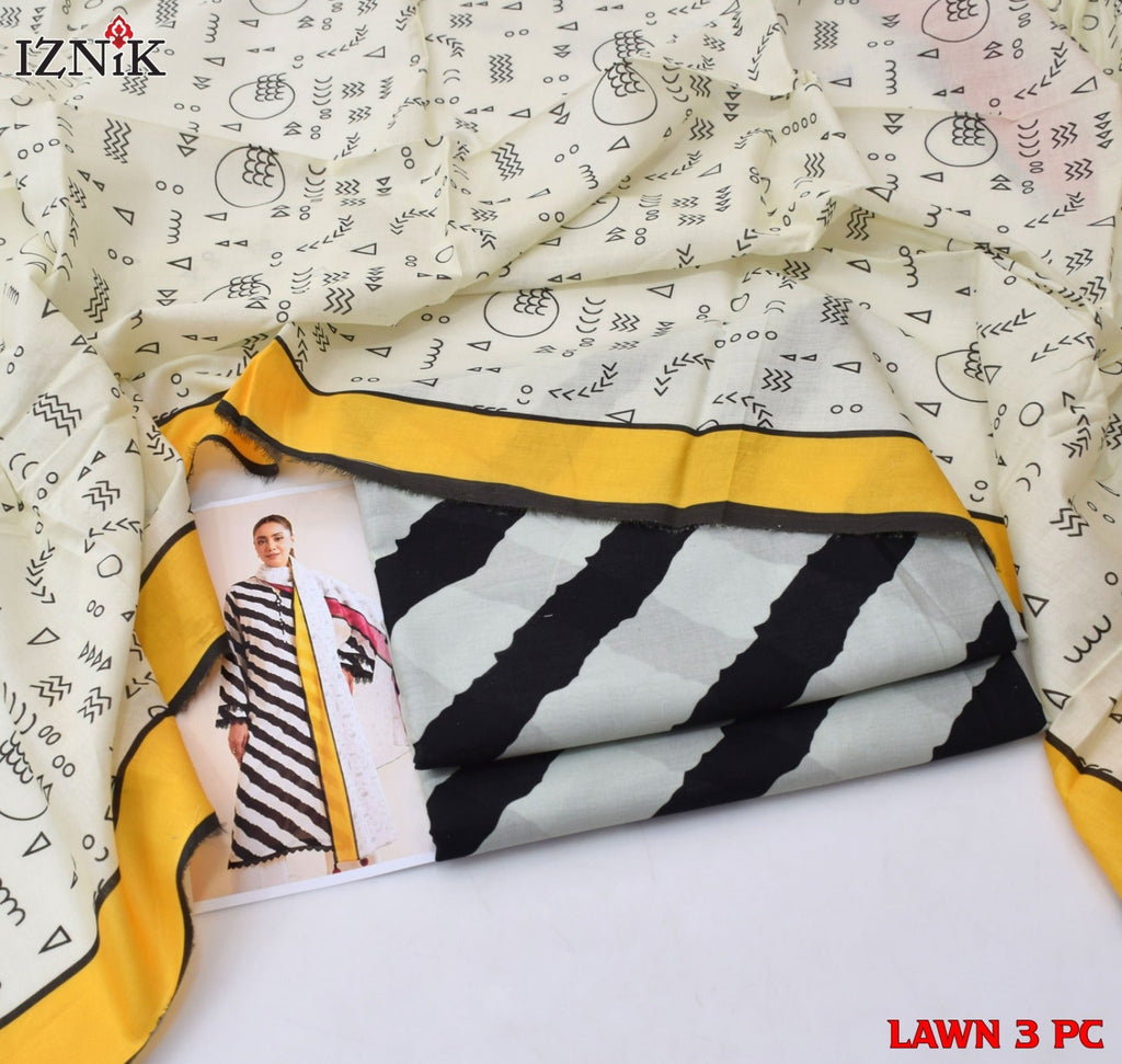 Lawn 3p Suit Allover Shirt Trouser with digital voil lawn dupatta 9523