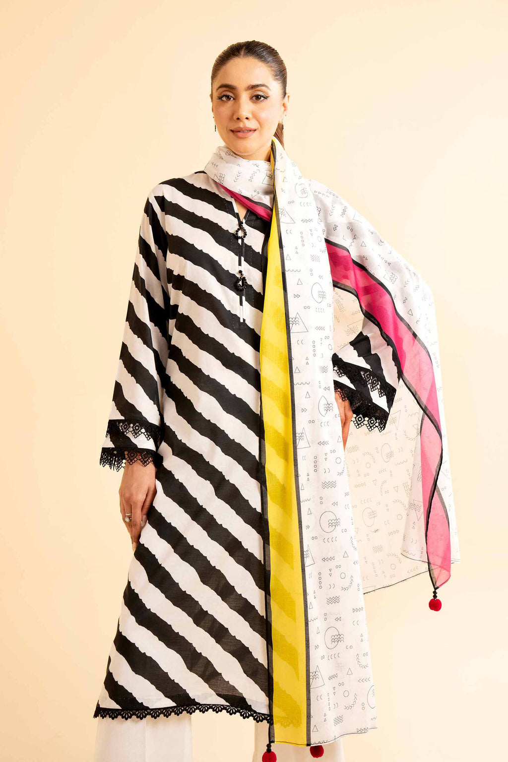 Lawn 3p Suit Allover Shirt Trouser with digital voil lawn dupatta 9523