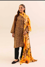 Lawn 3p Suit Fine Quality Allover Shirt Dyed Trouser with digital voil lawn dupatta 9508