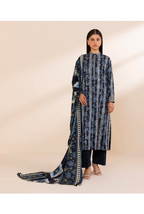 Lawn 3p Suit Fine Quality Allover Shirt Dyed Trouser with digital voil lawn dupatta 9511