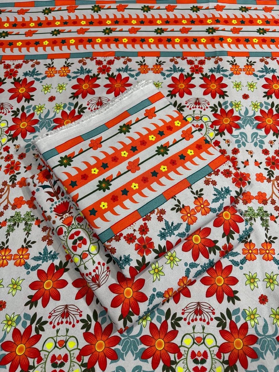 Floral fabric with a zipper pouch on top