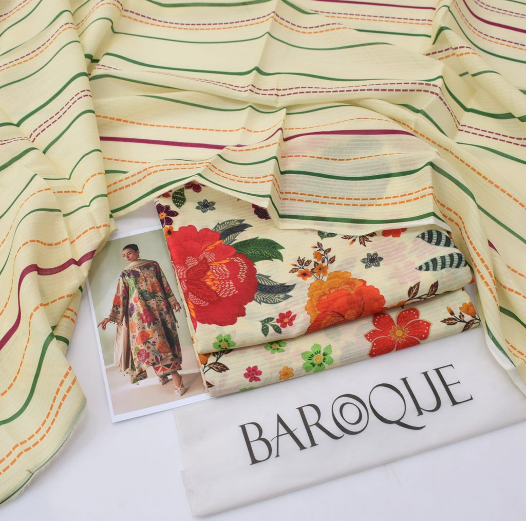 Baroque 3pc Bana Dora Lawn Allover Shirt Trouser with digital dupatta 9567