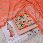 Lawn 3p Suit Fine Quality Allover Shirt Dyed Trouser with digital voil lawn dupatta 9542