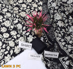 Lawn 3p Suit Fine Quality Allover Shirt Dyed Trouser with digital voil lawn dupatta 9514