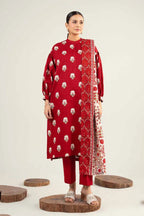 Lawn 3p Suit Fine Quality Allover Shirt Dyed Trouser with digital voil lawn dupatta 9540